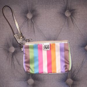 Coach Rainbow Striped Wristlet